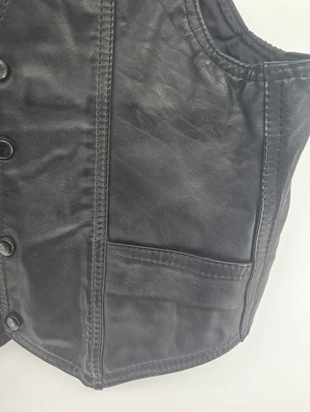 All American Rider Mens Black Leather Motorcycle Vest  Medium Harley Motorcycle